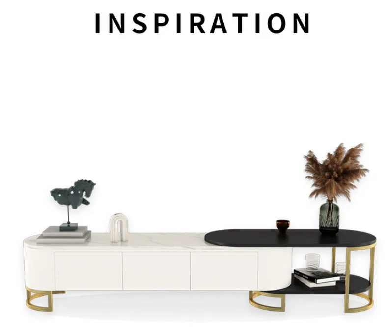Mild Luxury Marble Top Iron Legs Large Storage Rack Living Room