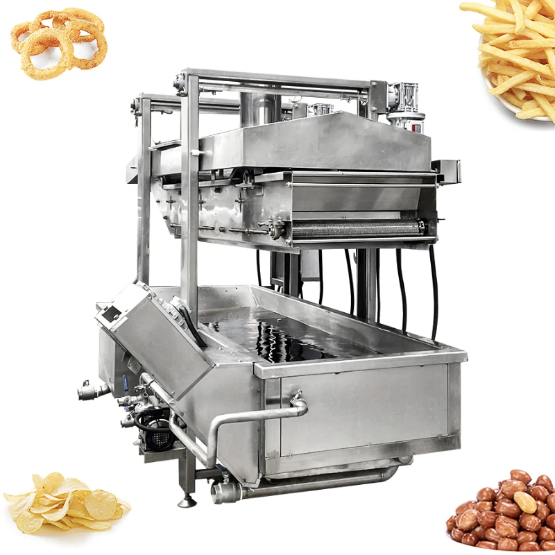 304 Stainless Steel Electric Gas Fryer Cassava French Fries Chicken Burger Meat Patty Frying Machine Continuous Fryer Machine manufacture