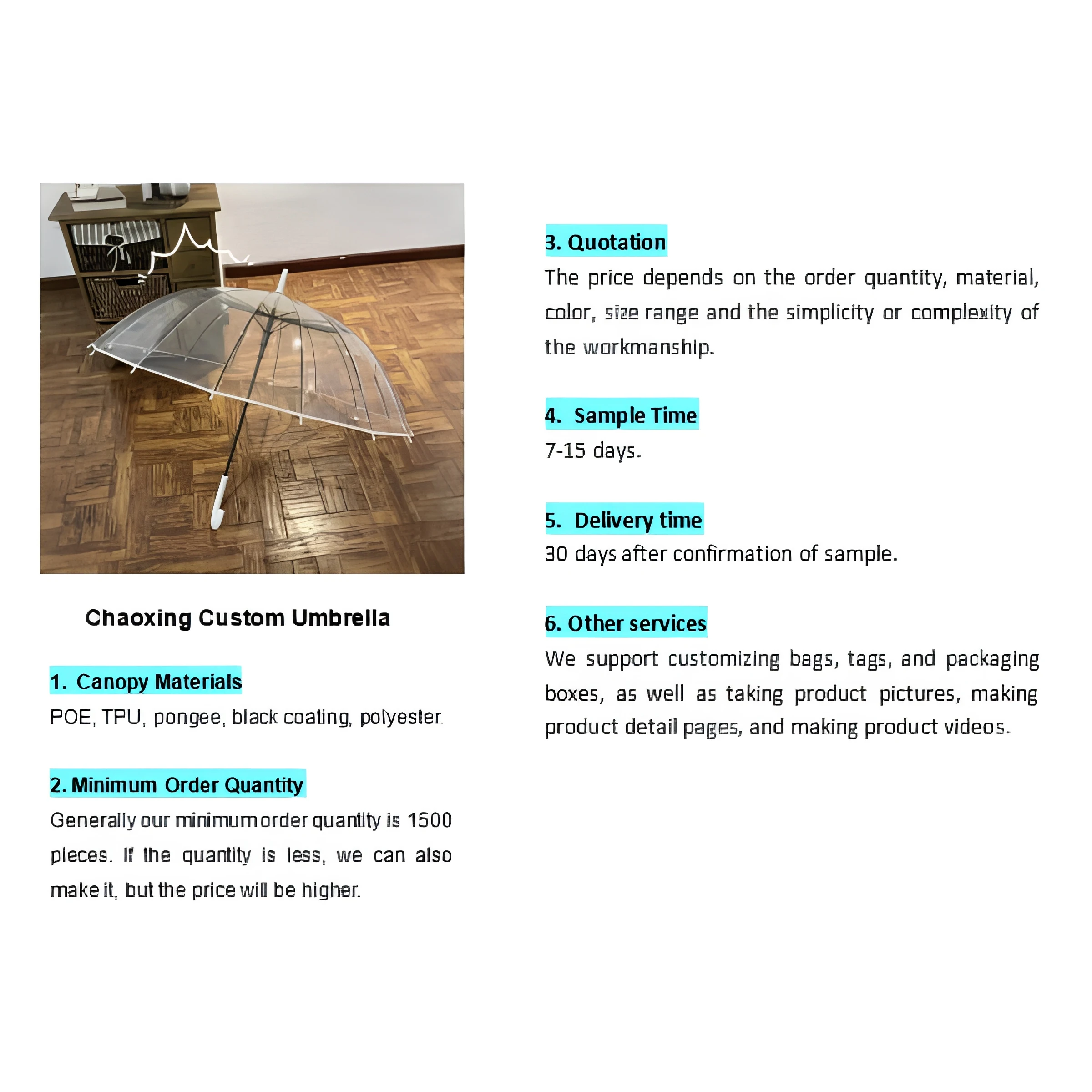 Modern Manual Cherry Blossm Printed 3-Folding Ruffled Edge POE Plastic Transparent Umbrella for Travel Girls Students