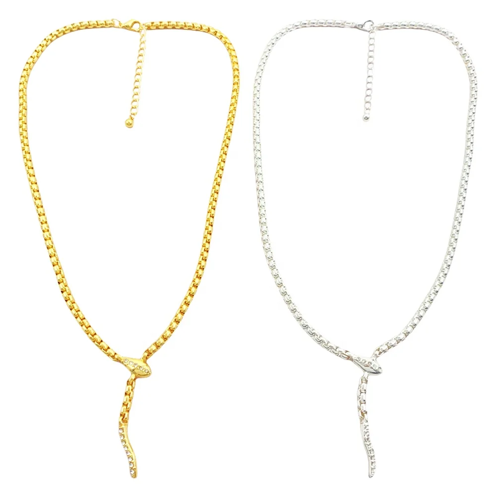 Hot Sale Jewelry Wholesale Customized Crystal Diamond Snake Pendant  Chain Gold Plated Necklace for Women