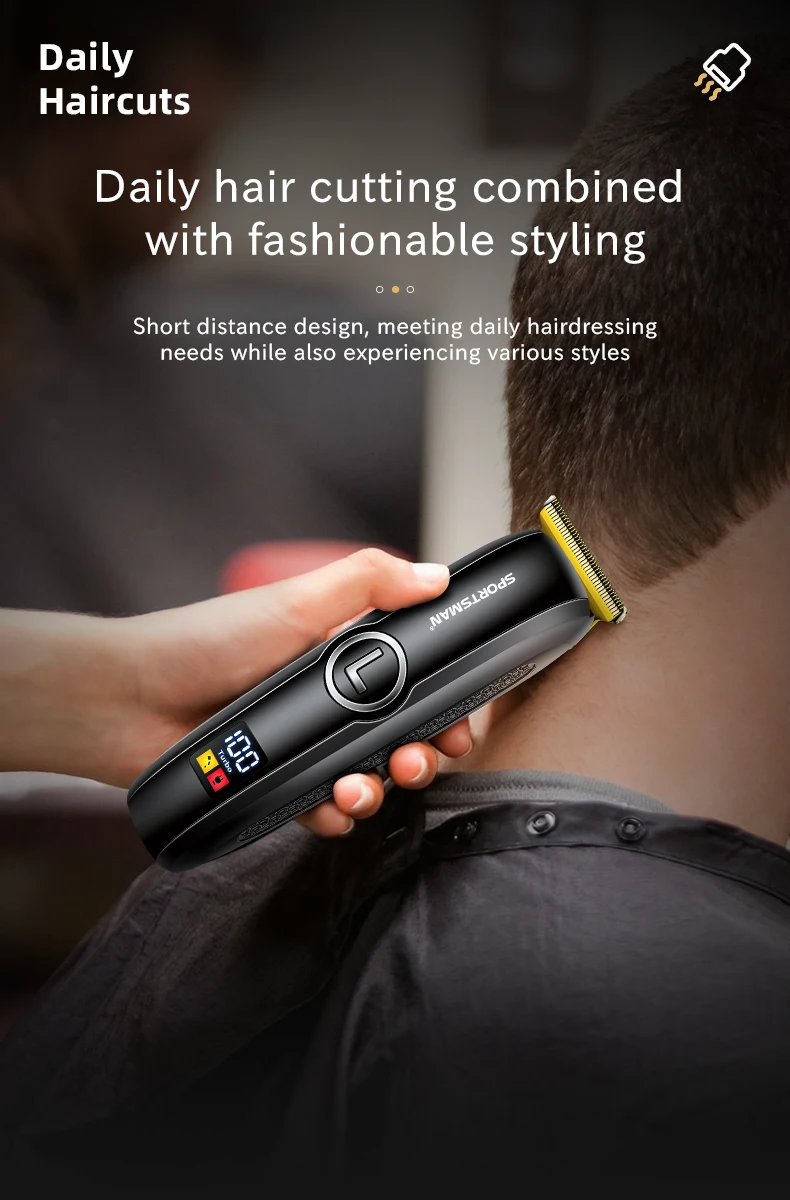Professional Electric Hair for & Trimmer Stainless Steel Blades IPx4 Waterproof LCD Display High Power for Home Salon Use
