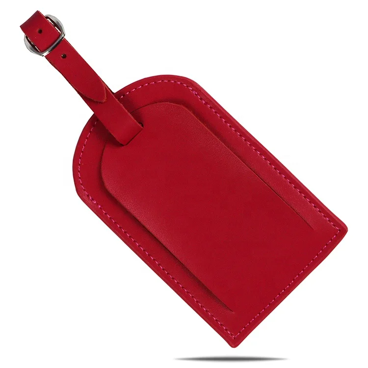 Custom Privacy Cover Durable Metal Strap Plastic PVC Window PU Leather Luggage Tag Premium