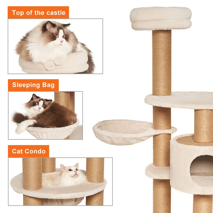 Modern Tall Cat Tower Scratching Posts Large Climbing Scratcher Wood