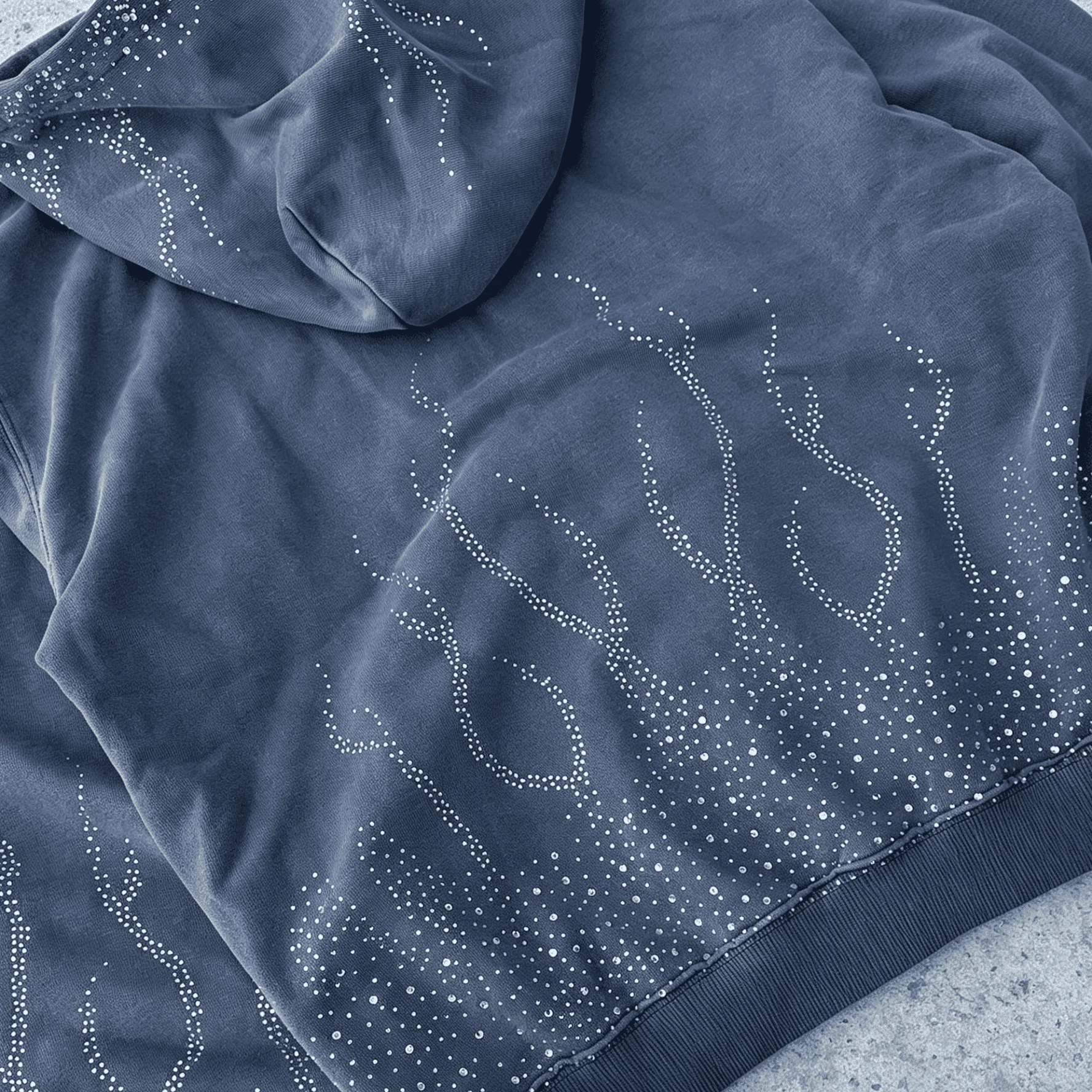 Custom Men's Distressed Vintage-Style 100% Cotton Winter Hoodie with Zipper and Rhinestones Streetwear-Style Sweatshirt gallery 2