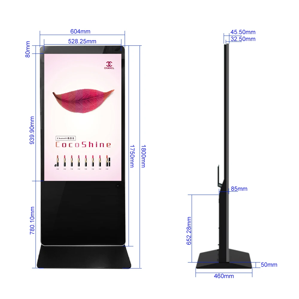 Indoor Interactive Kiosk LCD Signage Floor Stand Touch Screen 43 55inch Vertical Digital Signage Full HD LCD Advertising Screen