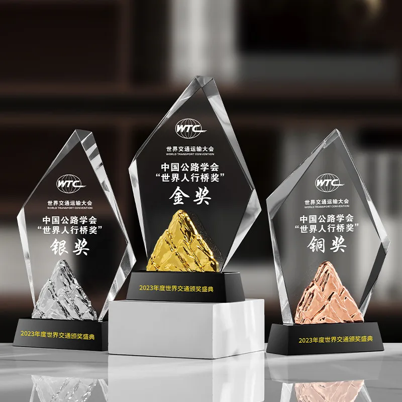 product new design custom logo etching crystal trophy award  for company sport souvenir wholesale-36