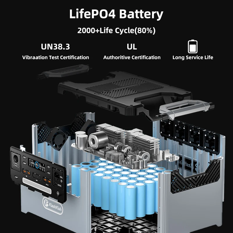 Flashfish 2400W Large Capacity Big LiFePO4 Battery Charging Solar Generator 2200w 2500W Portable Power Station for Home Outdoor