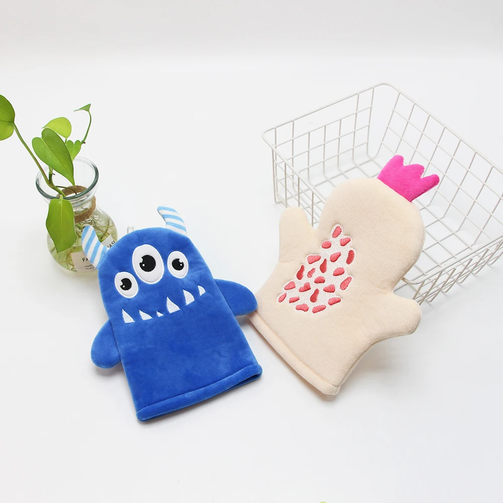 Bath Gloves Exfoliating Cute Cartoon Kids Bath Mitt Hand Puppet Shower ...