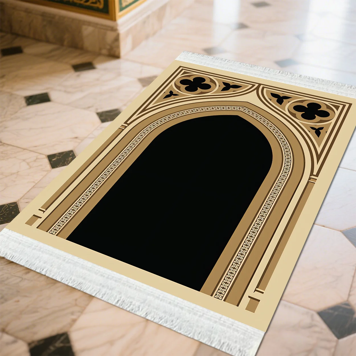 Tapis de prière musulman lavable en polyester jacquard de haute qualité, 80 x 120 cm, antidérapant, pour la maison, le Hajj et les prières à la mosquée._voghion.com