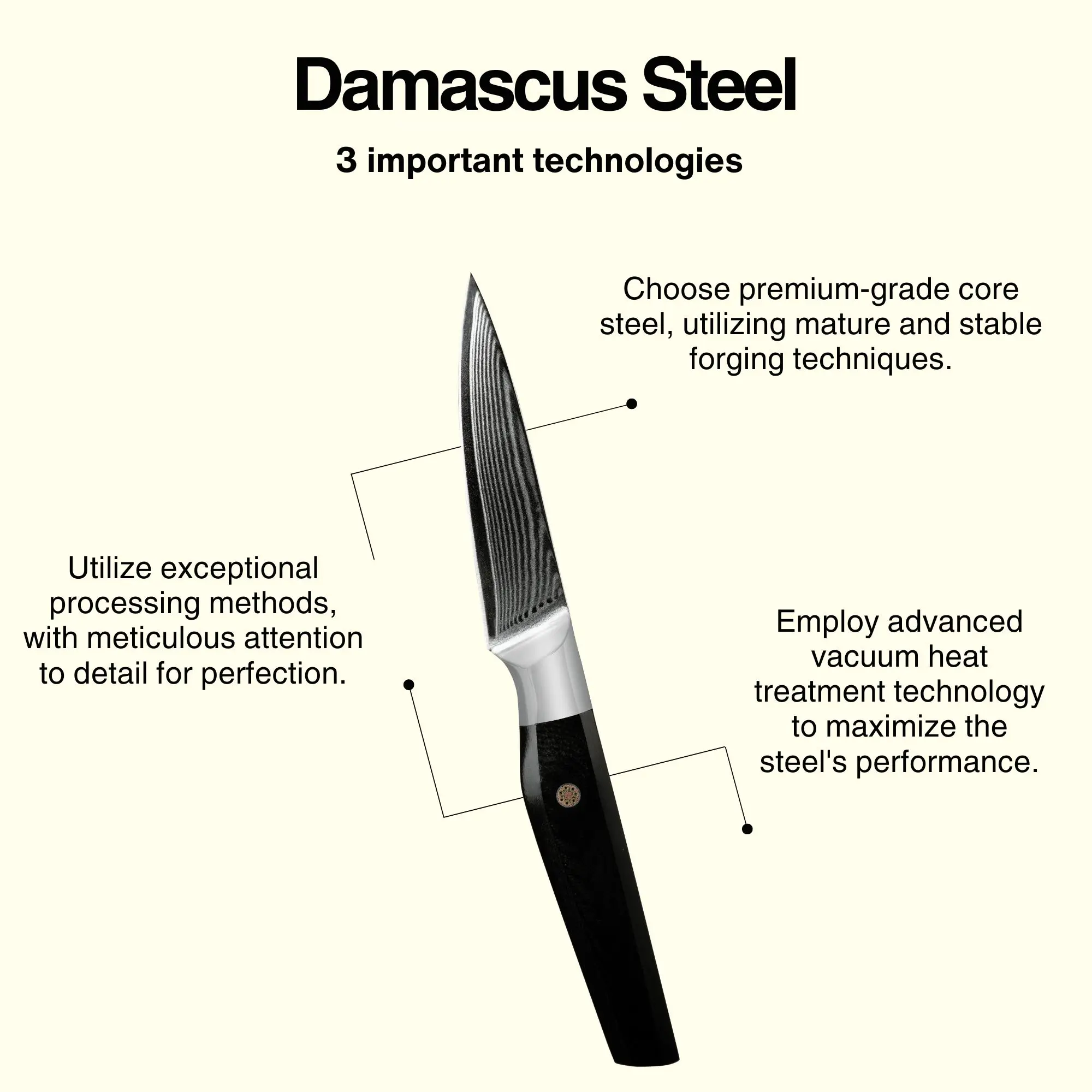 JJ 3.5" Paring Knife Japanese 67 Layers Damascus Steel with Octagonal G10 Handle Custom Kitchen Knife