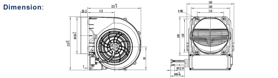 Centrifugal Fan, 146mm, 230V/120v, 230v - detail 14