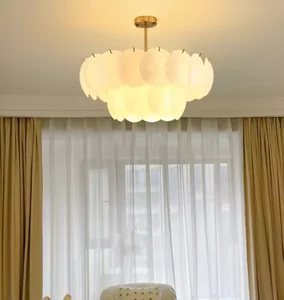 Zeal Lighting Hot Selling Simple Glass White Bubble Light for Living Room Modern Gold Nordic Pendant Light