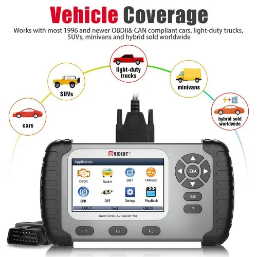 VIDENT IAuto708 Full System Scan Tool OBDII Scanner OBDII Diagnostic Tool for All Makes