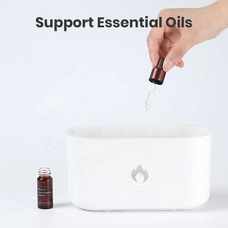 Nawsun Flame Aroma Diffuser Simulated Fire Flicker Flame Effect LED Light USB Air Humidifier Essential Oil Diffuser
