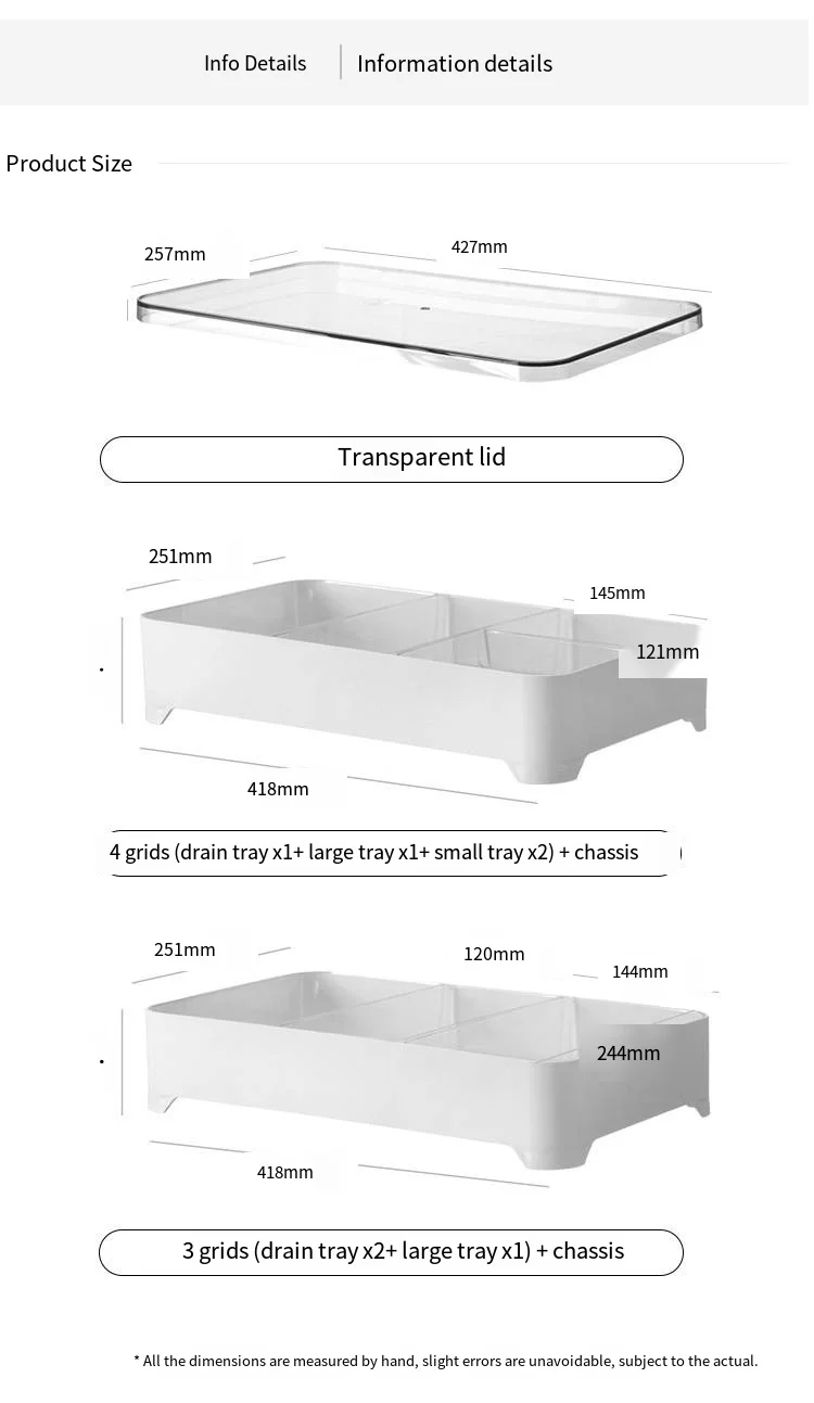 PET kitchen side dish household hot pot spare dish multifunctional superposition dividing grid drain spare dish box supplier