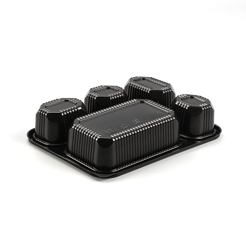 5 Compartment Plastic Bento Lunch To Go Box Disposable Food Containers