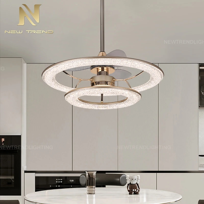 CPL-352 Contemporary Bespoke Indoor Decoration Pendant Light Hotel Villa Staircase Ring fan Led Chandelier