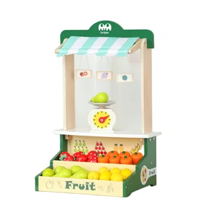 Wooden Family Fruit Selling Stall Vegetable Stall Small Supermarket Baby Puzzle Parent-child Interactive Toys Children's Gifts