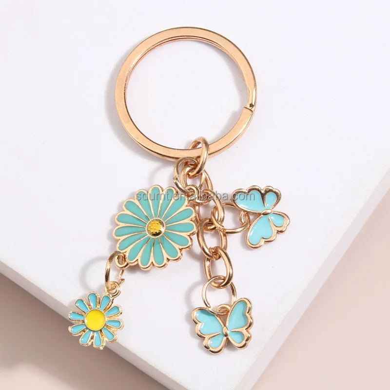 Hot Sale Supply Women's Flower Bag Charms Enamel Keychain Purse ...