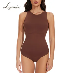 Racerback Bodysuit Women's Sleeveless Tummy Tightening Thong Body Shaper Seamless Bodysuit