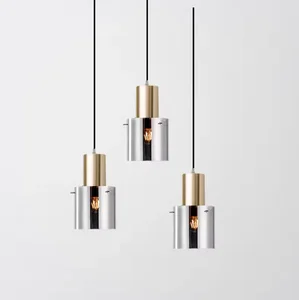 Simple Creative Glass Hanging Lighting Bedside Restaurant Smoke Gray Pendant Light for Dining Room