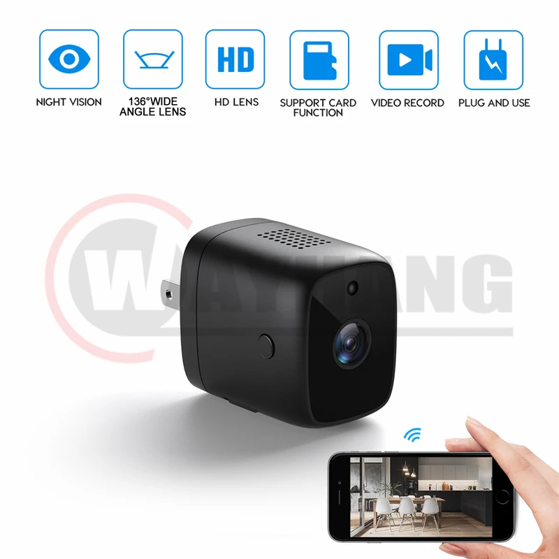 1080P Wifi Micro Camera Wall Charger Cam Night Vision Motion Detect Camcorder HD Covert Surveillance Security Cam for Smart Home
