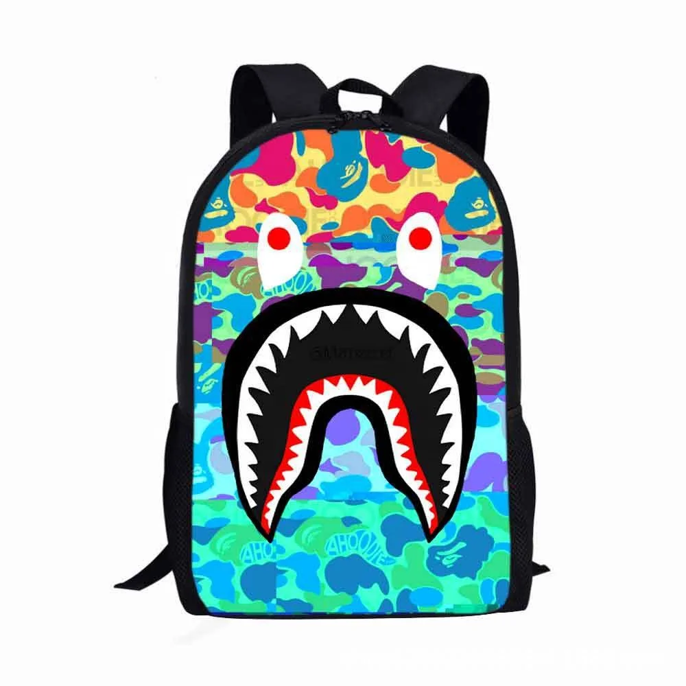 Custom Pattern Backpack Student Stylish Large Capacity Laptop Bag Elementary School Kid Backpack Trend Shark Friend Backpack