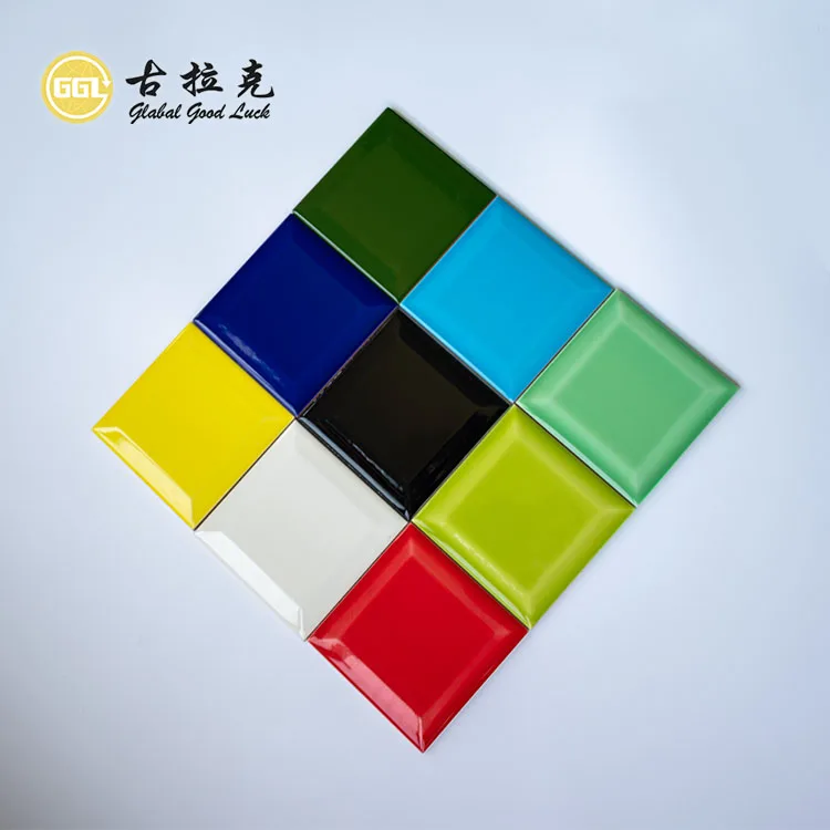 Deep Beveled Colorful Square Shape Ceramic Tile For Kitchen and Floor manufacture