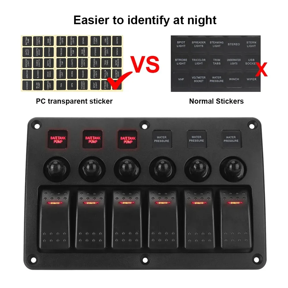 8-Gang Universal Truck Car Rocker Switch Panel Waterproof 12V/24V ...