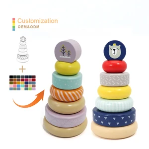 Montessori Toys Baby Educational Learning Toys Wooden Theme Colorful Alice Stacking Blocks Tower Toy Set for Kids
