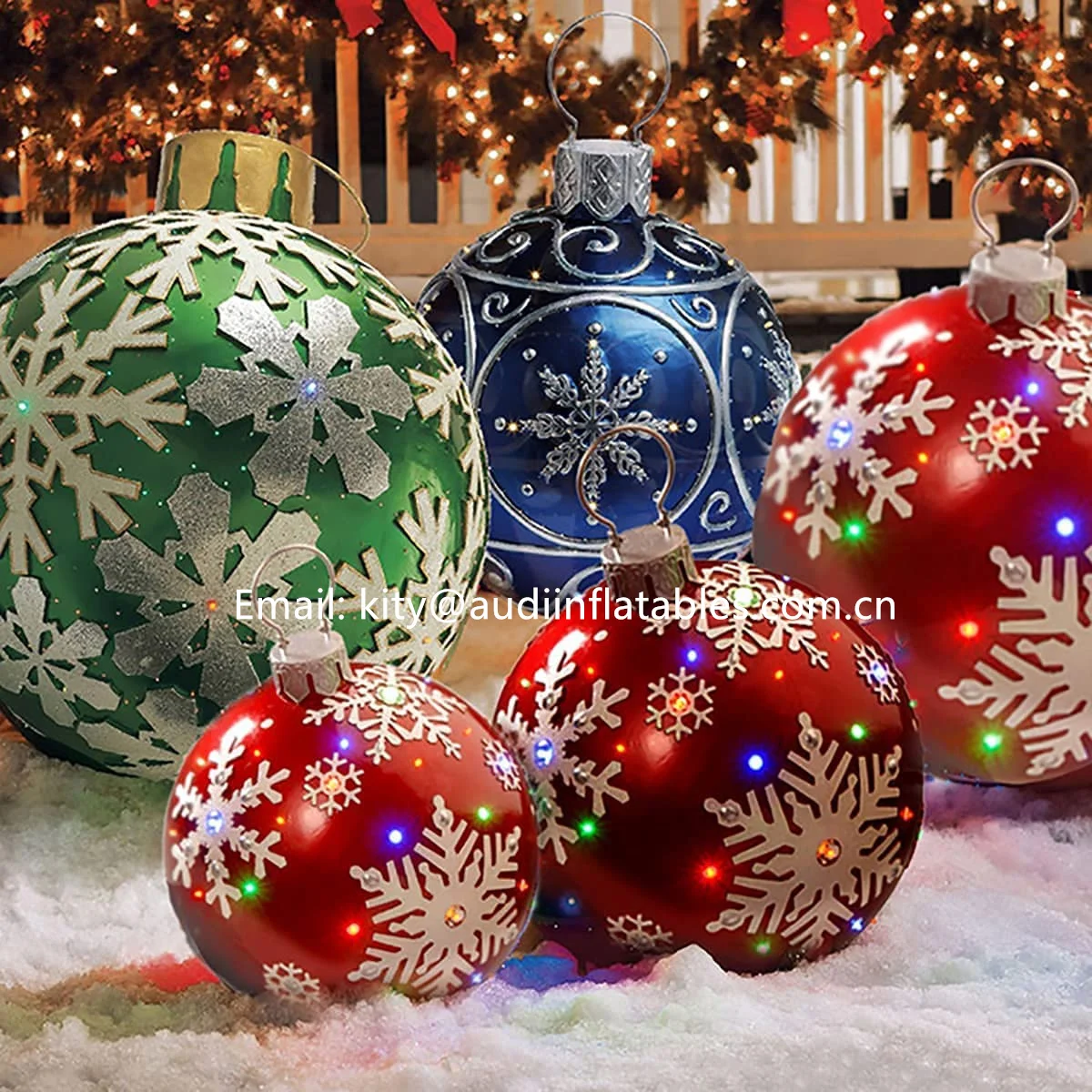 Bola inflable decorada de PVC de Navidad al aire libre Decoraciones para árboles de Navidad gigantes 23.6In Adornos navideños Bolas inflables de Navidad Decoración navideña 