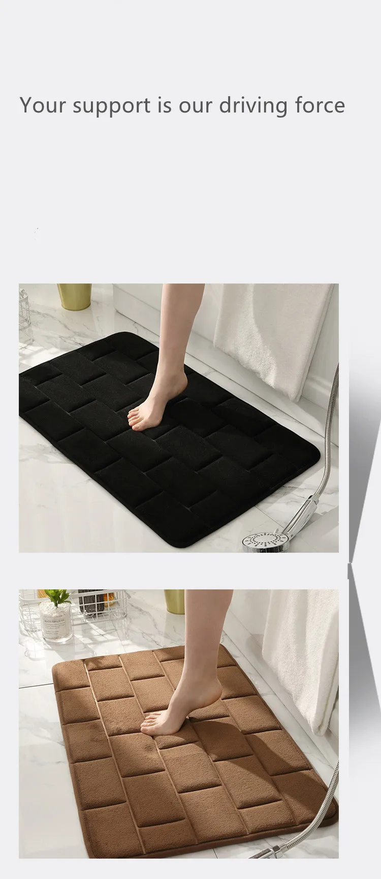 50*80cm Brick Pattern Waterproof Flannel Bath Rug Memory Foam Non Slip Bathroom Bath Rug manufacture