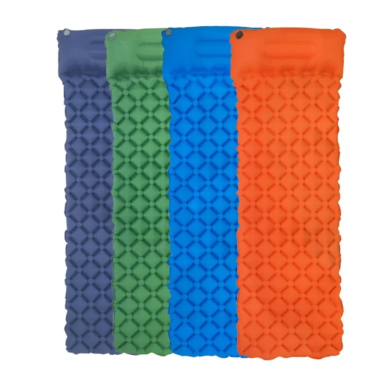 Customized Color Outdoor Diamond shaped  portable Ultralight inflatable Camping  Mat  Sleep camping pad  with pillow