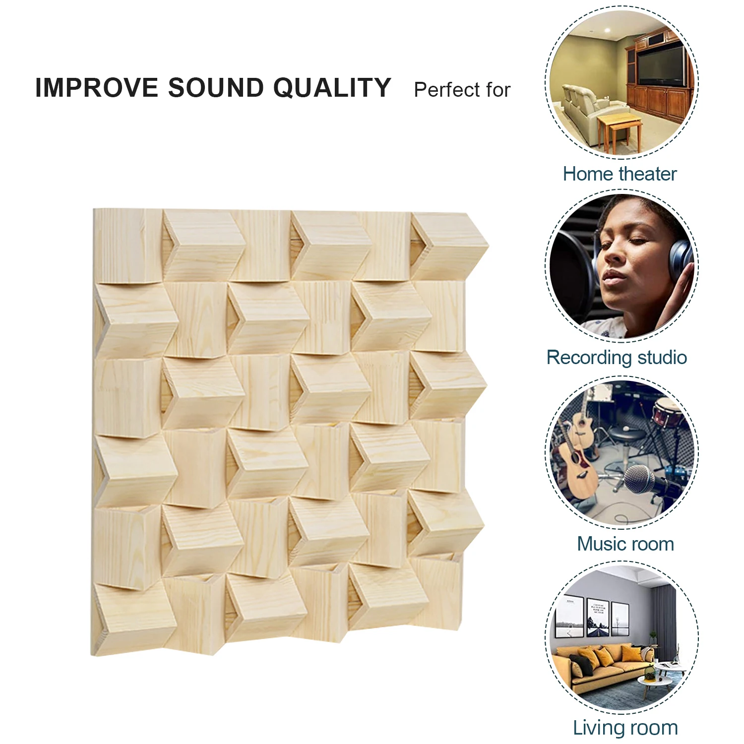 Wooden  Acoustic Diffuser for Studio Solid Wood Acoustic Diffuse Panel