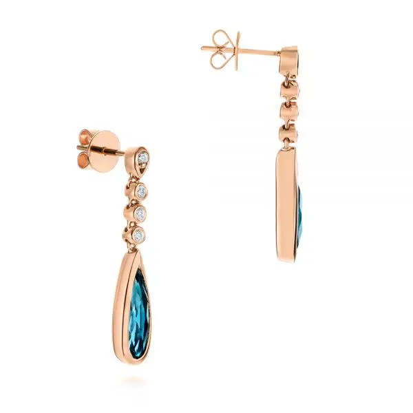 14K Real Gold Earring London blue topaz Earring Engagement Gift For Women