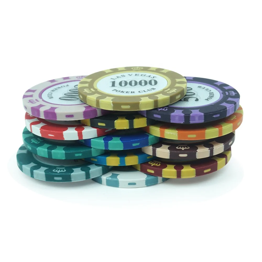 2 Tone Poker Chips Clay 14g 40mm Las Vegas 3 Crowns Chips White Number