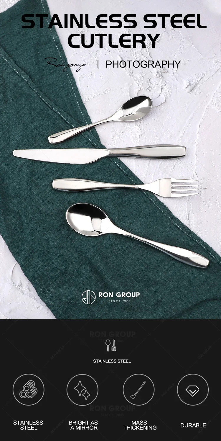 High quality silver dinnerware spoons and forks polished silverware hotel flatware for wedding royal cutlery set stainless steel