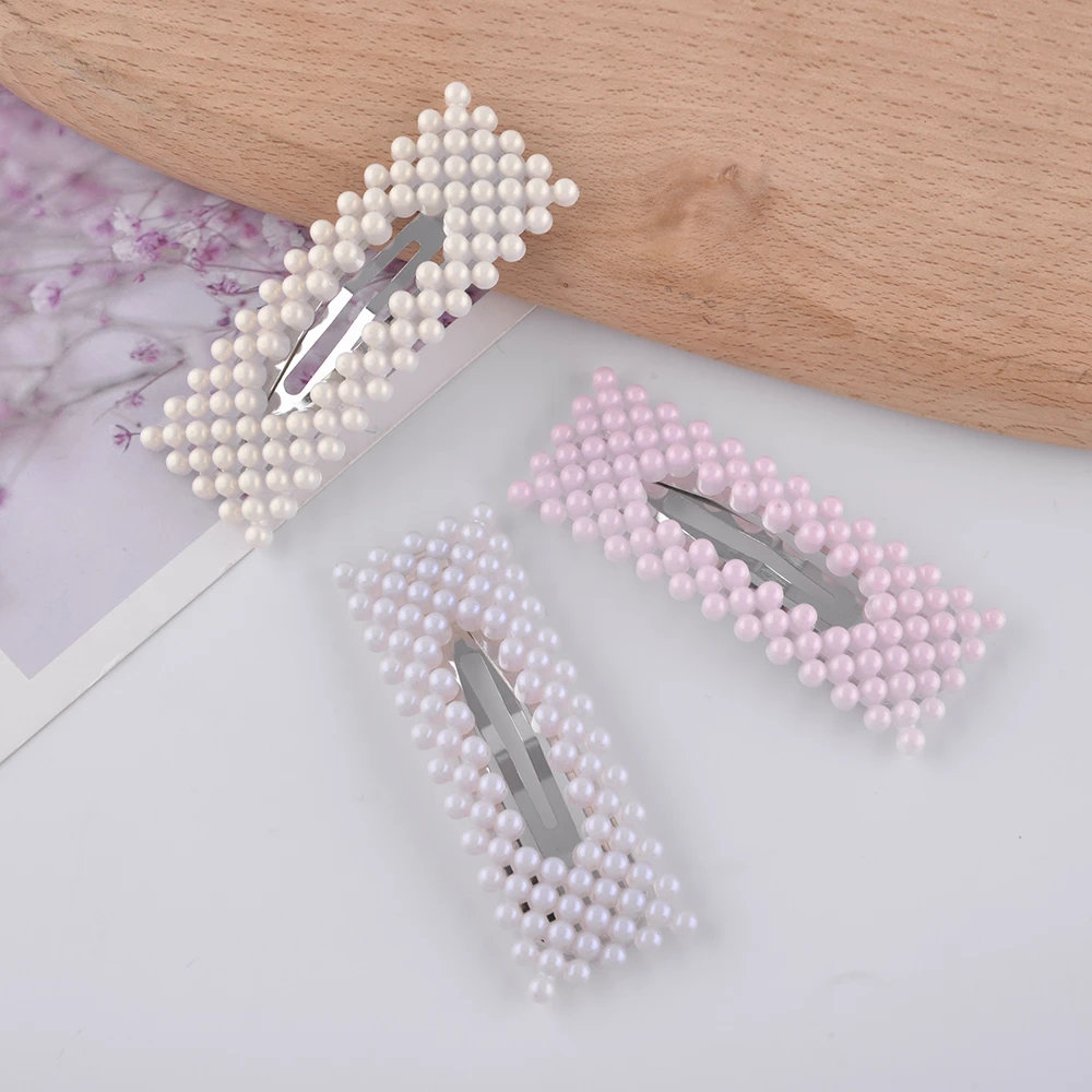 Модные заколки для волос с искусственным жемчугом треугольные геометрические заколки для волос с жемчугом для девочек женские аксессуары для волос Элегантные Заколки Для Волос