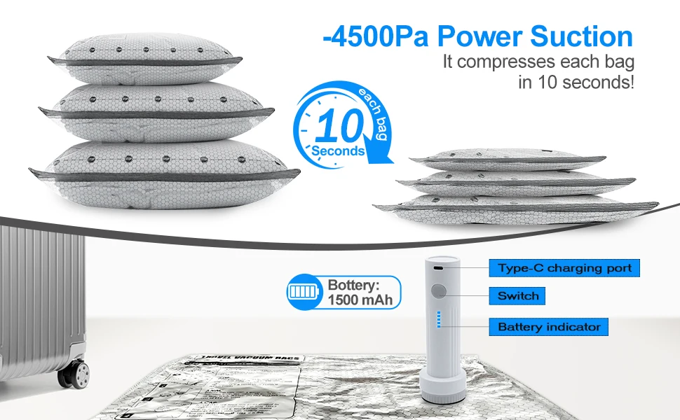 15pcs Premium Grey Foldable Vacuum Clothing Storage Bags Space-Saving Reusable Airtight Lightweight Durable for Wardrobe