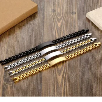 RFJEWEL Men's Engravable Stainless Steel Bracelet  Stylish Chain Cuff, Fade-Resistant Personalized Gift for Him