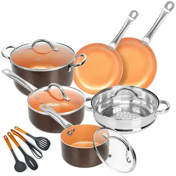 Factory Price Aluminum 13pcs Copper Pan Non Stick FryPan and Pots Set Cookware Set