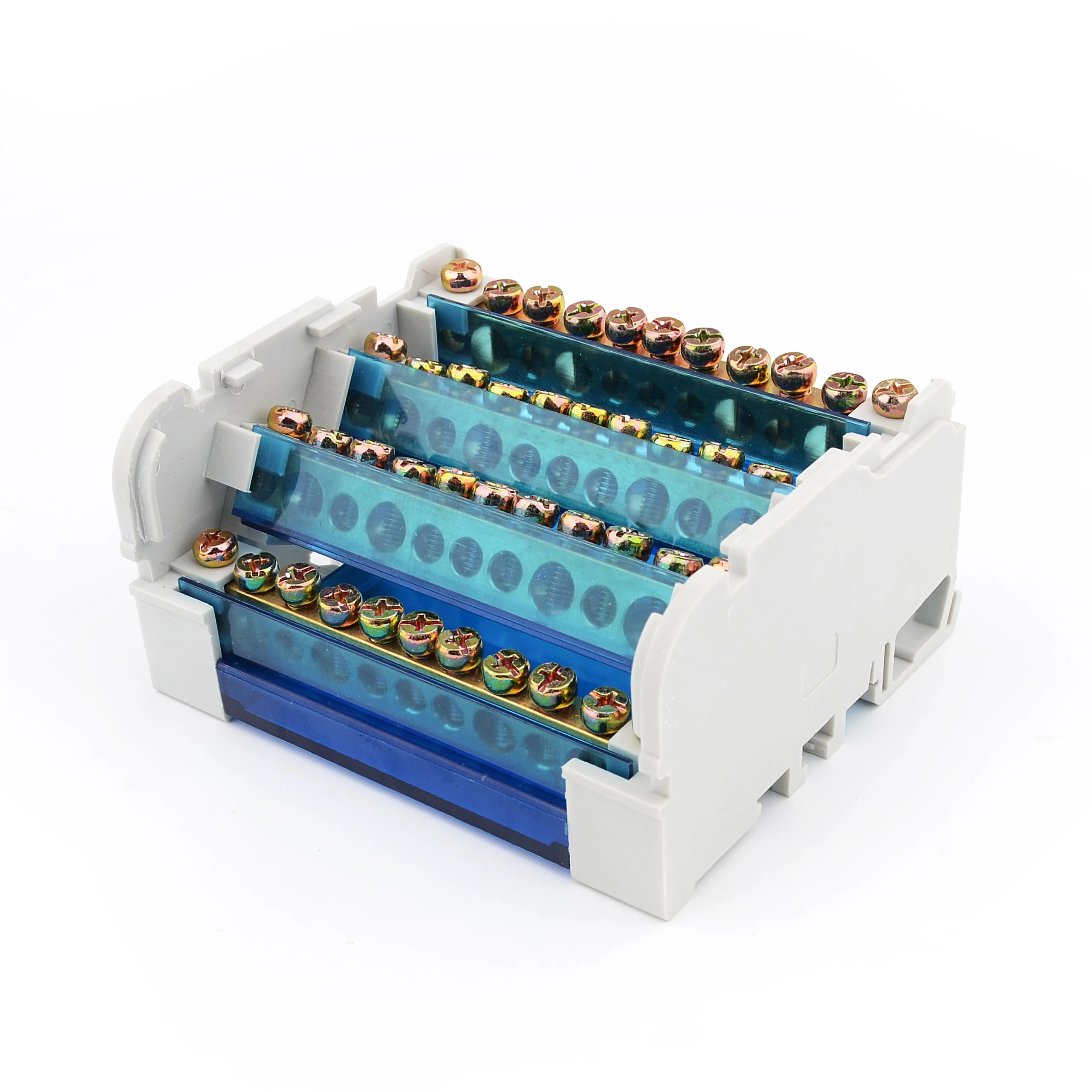 UK2.5B Din Rail Electric Junction Box - 80x130x70mm, 1 In 3 Out, 10-Port Terminal Block