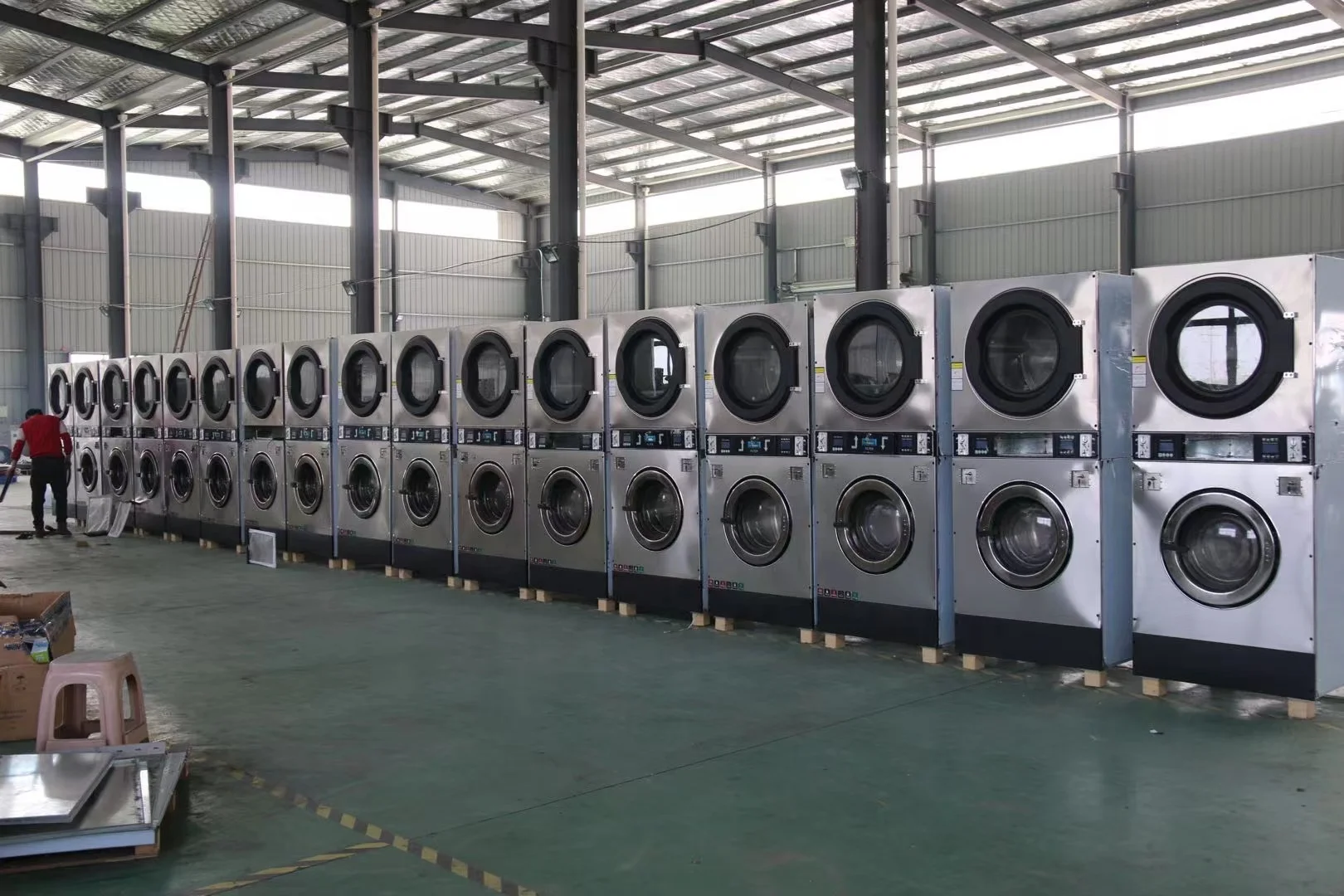 케냐 12 - 25kg 코인 운영 상업용 스택 2in1 세탁기 건조기 세탁 세탁기 가격