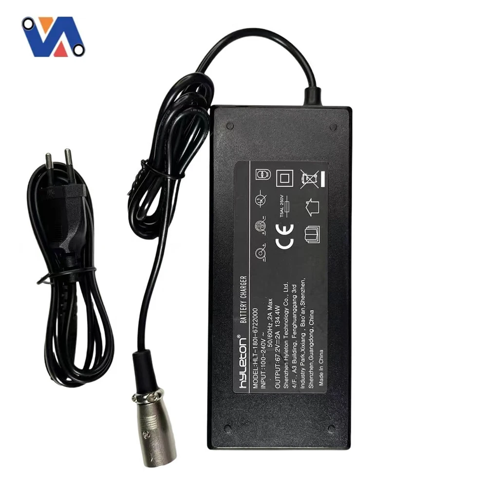 New Image 67.2V 2A Charger 3pin XLR Plug Scooter Battery Charger for 60V Scooter Li-ion Battery 67.2V 2A Power Adapter Charger