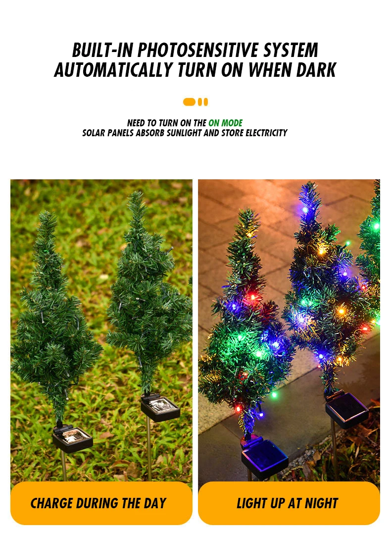 Christmas Tree Ground light Firefly Lawn Landscape Led Decor Pathway Lamp Disc Light Solar Garden Lights for Holiday manufacture