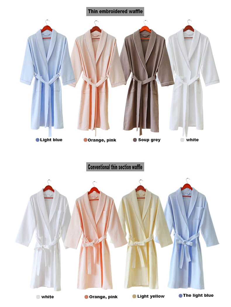 High quality Soft Sexy Bath Skirt Bathrobe  unisex long bathrobe cotton spa dress Custom waffle White robes manufacture