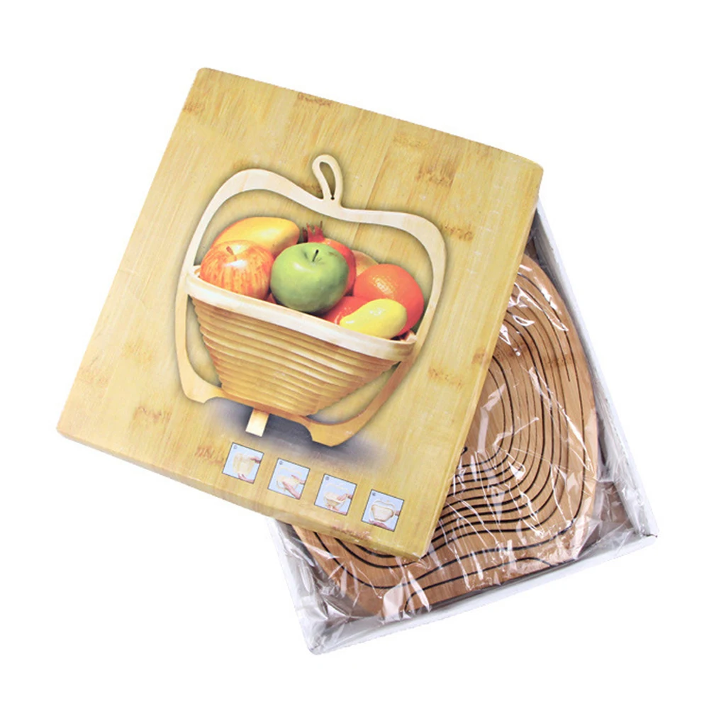 Small Medium Large Size Apple Shaped Wholesale Wood Bamboo Hanging Basket Set for Snacks and Nuts Tray