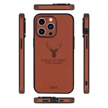 Luxury trending Business Leather Bumper Case For iPhone 15 14 13 12 11 Pro XR XS Plus SE New Shockproof Soft Deer phone case