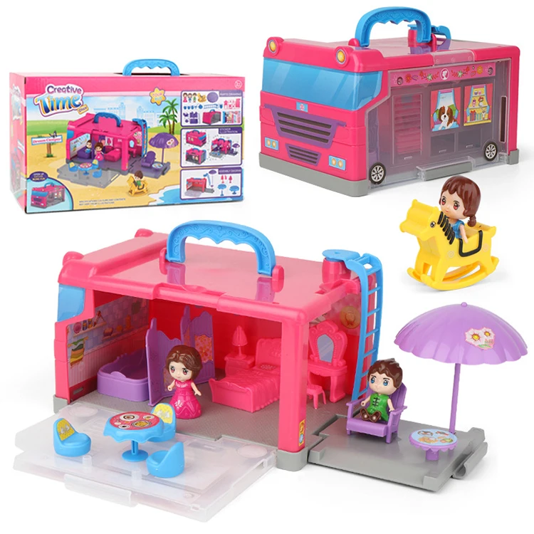 Пазл автобус хранение портативный дом diy детские игрушки ролевые игры Ролевые игрушки