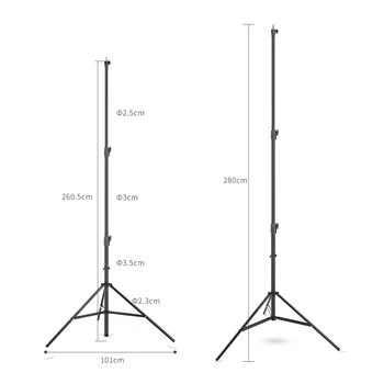 Improved 2.8 Meter / 9 ft Heavy Duty Impact Air Cushioned Video Studio Light Stand,Telescopic Support in the Middle,More Stable detail image
